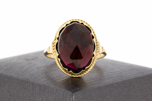 14 Karaat gouden Vintage ring met granaat - 19,7 mm