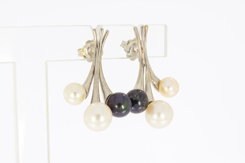 Gouden oorbellen met parel 18 karaat - 2,8 cm