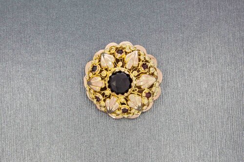 Vintage gouden broche met granaat 14 karaat - 3,3 cm