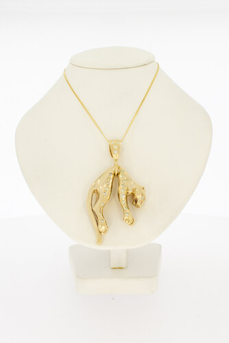 Gouden panter hanger 14 karaat met diamant - 5 cm