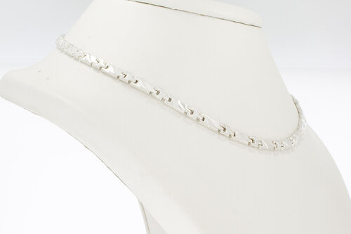 Zilveren schakelcollier 925 dames - 42,5 cm