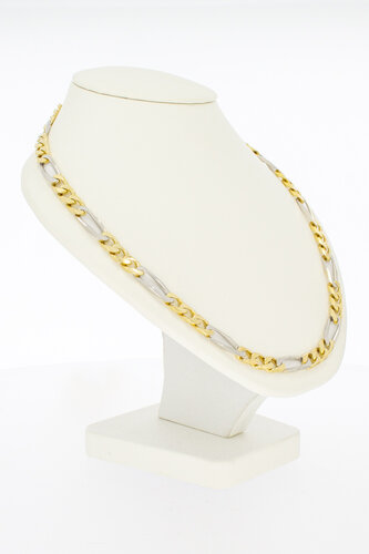 Gouden figaroketting 18 karaat bicolor - 81 cm