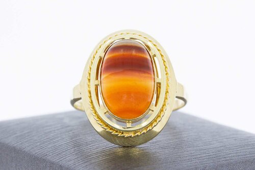 Gouden agaat ring 14 karaat markies - 21,1 mm
