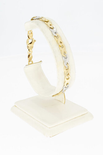Gouden bicolor schakelarmband 14 karaat - 19,9 cm