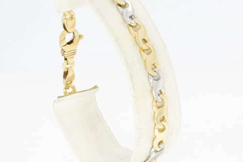 Gouden bicolor schakelarmband 14 karaat - 19,9 cm