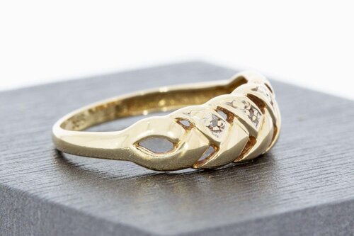 Gouden diamantring 14 karaat bicolor dames - 16,9 mm