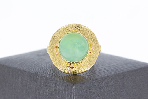 Gouden jade ring 14 karaat vintage - 17,3 mm