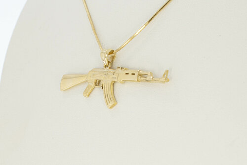 Gouden AK47 kettinghanger 14 karaat - 4,7 cm