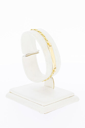 Gouden valkenoog naamarmbandje 18 karaat - 15,5 cm