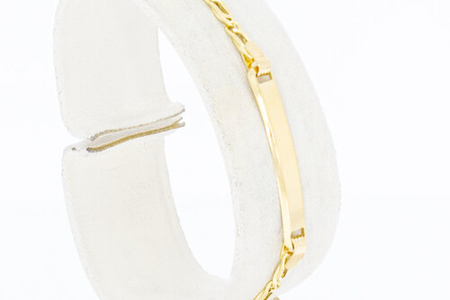 Gouden valkenoog naamarmbandje 18 karaat - 15,5 cm