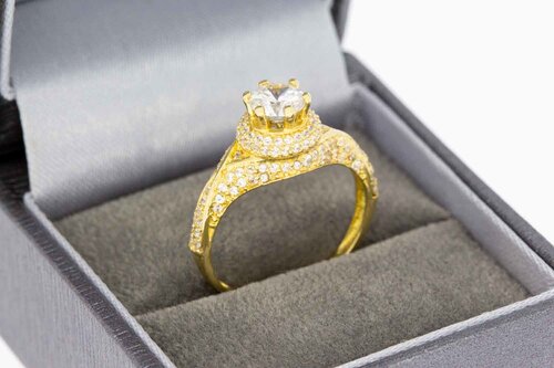 Gouden zirkonia ring 18 karaat markies - 18 mm