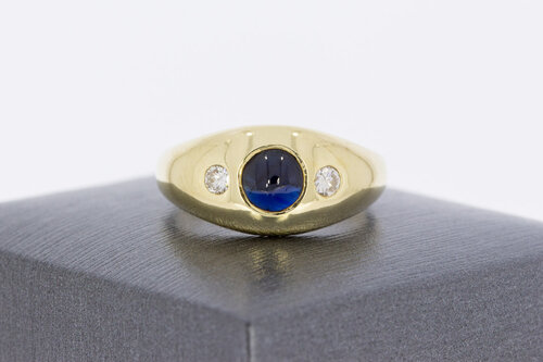 14 karaat gouden bandring met saffier en diamant  18,1 mm