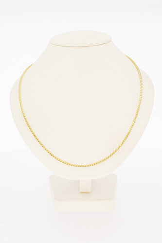 14 karaat gouden ketting met dubbel eindstuk  60,7 cm
