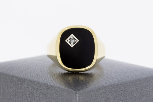 14 karaat gouden zegelring met onyx  19,8 mm