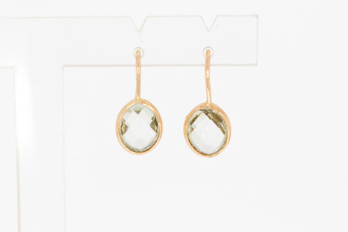 14 karaat roségouden oorhangers met prasioliet  2 cm