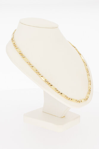 14 karaat geelgouden plaatjesketting  45,6 cm