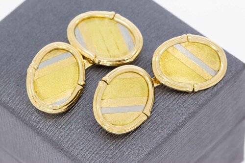 Tricolor gouden manchetknopen 18 karaat
