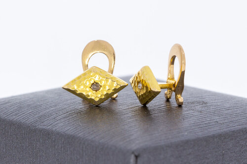 Gouden manchetknopen 18 karaat met diamant