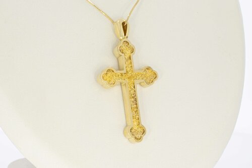 Gouden kruis hanger 14 karaat, ook als assieraad - 6 cm
