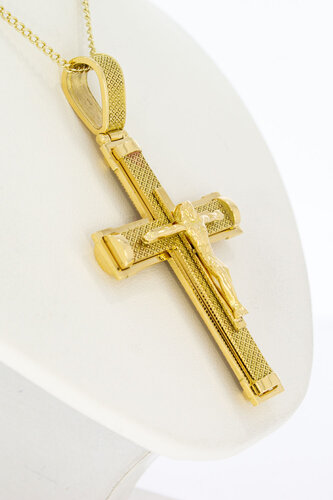 Gouden kruis hanger heren 18 karaat - 6,1 cm
