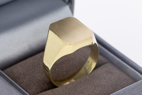 Heren zegelring 14 karaat geel goud - 21,5 mm