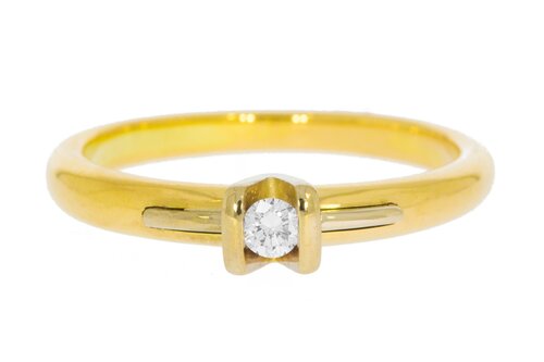 Gouden solitair ring 14 karaat met diamant - 17,9 mm