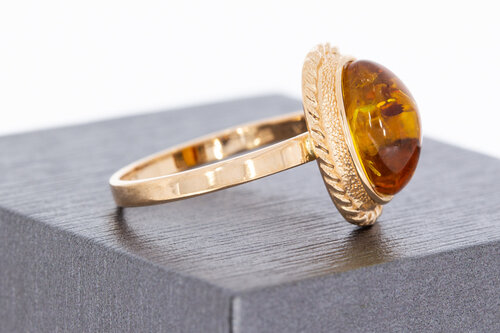 Roségouden barnsteen ring 14 karaat - 19 mm