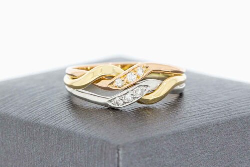 Crossover Diamant ring 585 goud - 18,3 mm