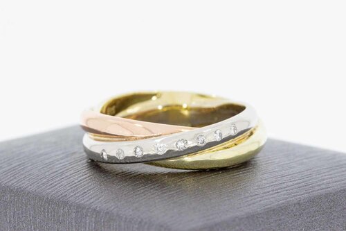 14 Karaat Crossover ring met Diamant - 19 mm