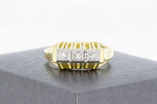 14 Karaat bicolor ring met Diamant - 17,4 mm