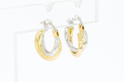 14 Karaat bicolor gouden Creolen - 1,3 cm