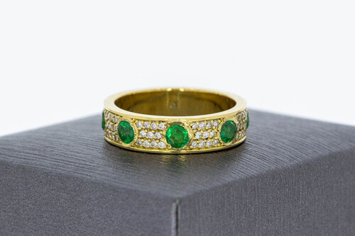 18 Karaat gouden edelstenen ring - 17,5 mm