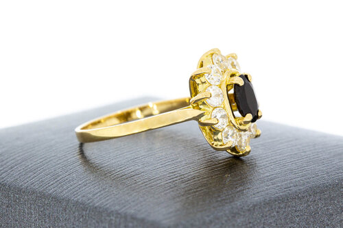 Gouden ring dames 18 karaat met saffier - 17,7 mm