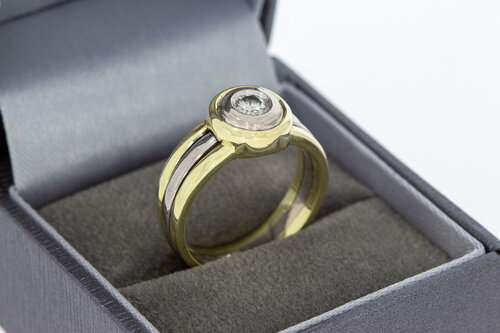 14 karaat gouden solitairring dames met diamant - 18,2 mm (8,6 g)
