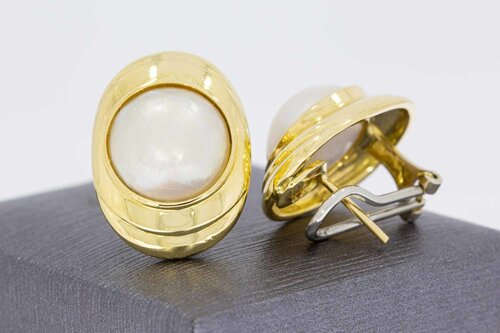 Vintage gouden oorclips dames 18 karaat met parel - 2,3 cm