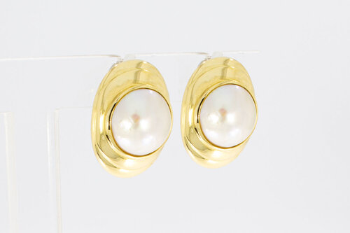Vintage gouden oorclips dames 18 karaat met parel - 2,3 cm