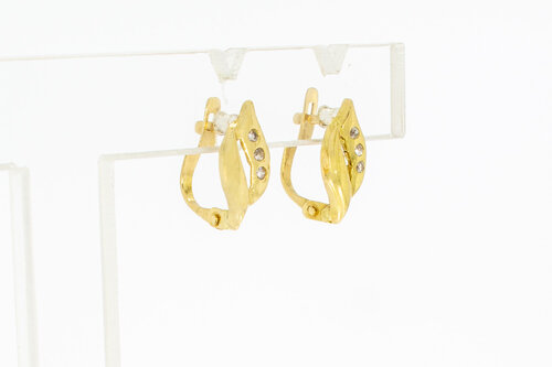 Vintage gouden oorhangers dames 18 karaat met zirkonia - 12,5 mm