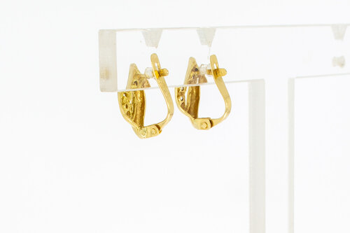 Vintage gouden oorhangers dames 18 karaat met zirkonia - 12,5 mm
