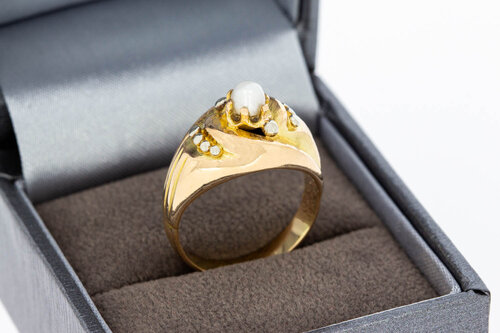 Bicolor gouden solitairring dames 18 karaat met parel - 17,7 mm
