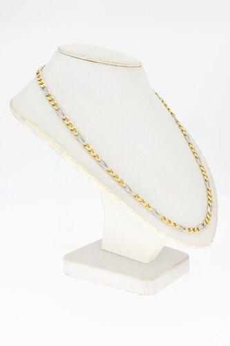 Bicolor gouden figaro ketting 14 karaat - 63,4 cm