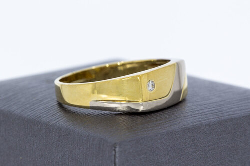 Bicolor gouden statementring heren 14 karaat met diamant - 20,2 mm (4,3 g)