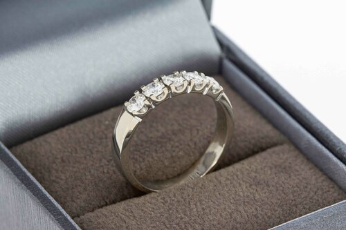 Witgouden ring dames 14 karaat met diamant - 16,1 mm