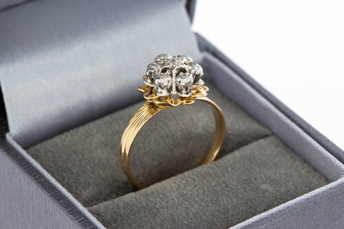 Vintage gouden ring dames 18 karaat met diamant - 17,5 mm