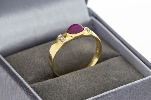 Vintage gouden ring dames 14 karaat met saffier - 18,5 mm