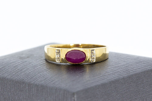 Vintage gouden ring dames 14 karaat met saffier - 18,5 mm