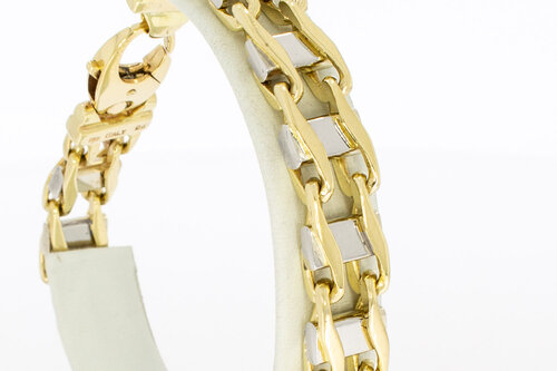 Bicolor gouden koningsarmband heren 14 karaat - 23,4 cm