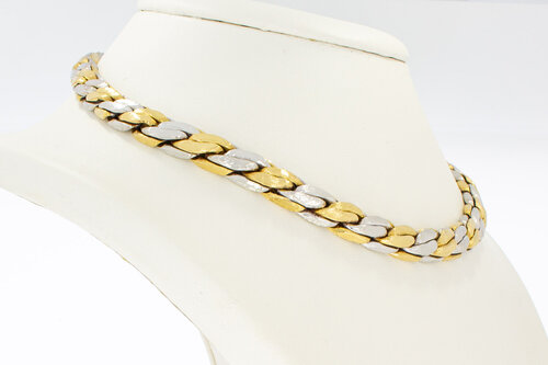 Bicolor gouden gevlochten ketting 18 karaat - 61,5 cm