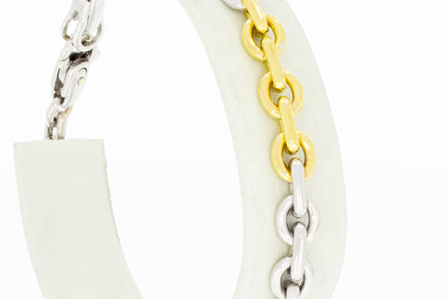 Bicolor gouden anker armband 18 karaat - 19,2 mm