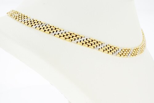 Bicolor gouden collier dames 14 karaat - 43,3 cm