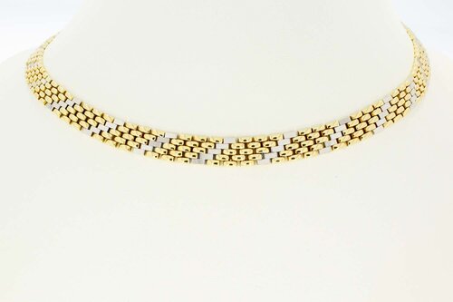 Bicolor gouden collier dames 14 karaat - 43,3 cm